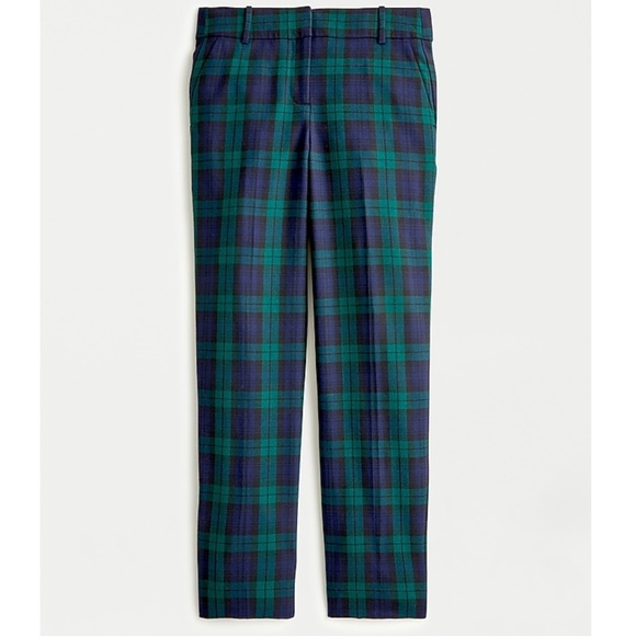 NWT J. Crew Cameron Slim Crop Pant Tartan Stretch Wool Size 8 Petite - Picture 1 of 13